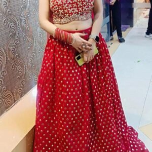 Classic Red Gold Embroidered Lehenga Set